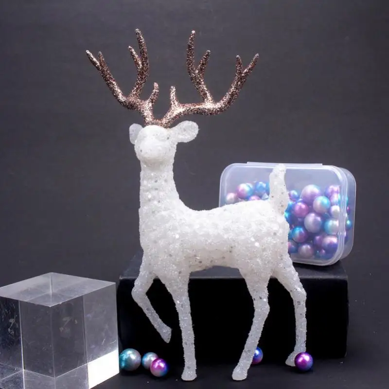 Elegant Crystal Elk Shinny Glitter Deer Gold Stand Reindeer Figurines Christmas Pendants DIY Cake Home Pretty Tabletop Ornaments