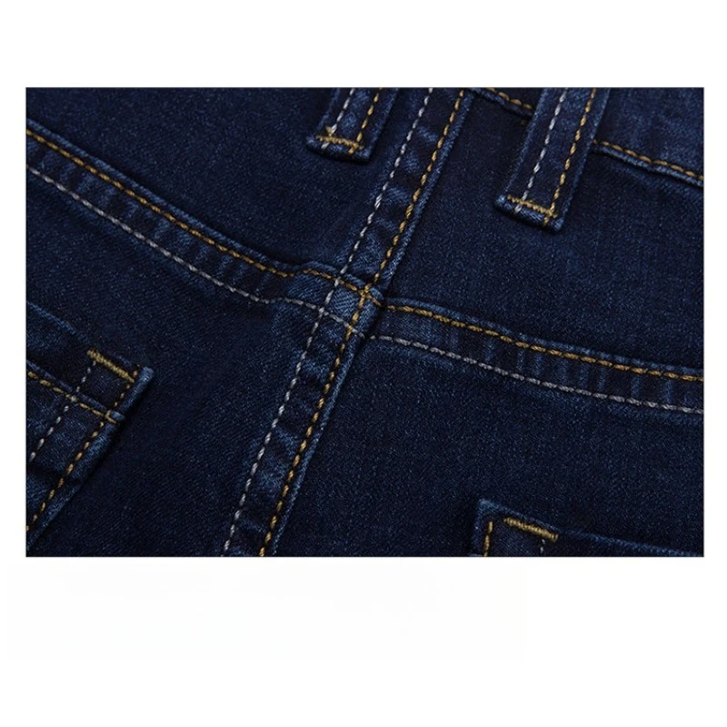 رجل حجم كبير المنشعب السراويل المفتوحة فضفاضة تناسب مستقيم الساق جينز سترتش عالية الخصر بناطيل كاجوال سميكة الدافئة الخريف الشتاء عادية