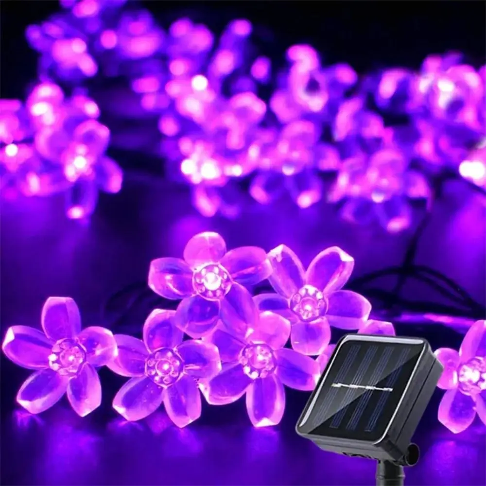 12 Meters Solar String Lights Waterproof 100 LED Peach Flower Lights Auto On/Off Sakura Garlands Cherry LED Lamp Garden Lighting