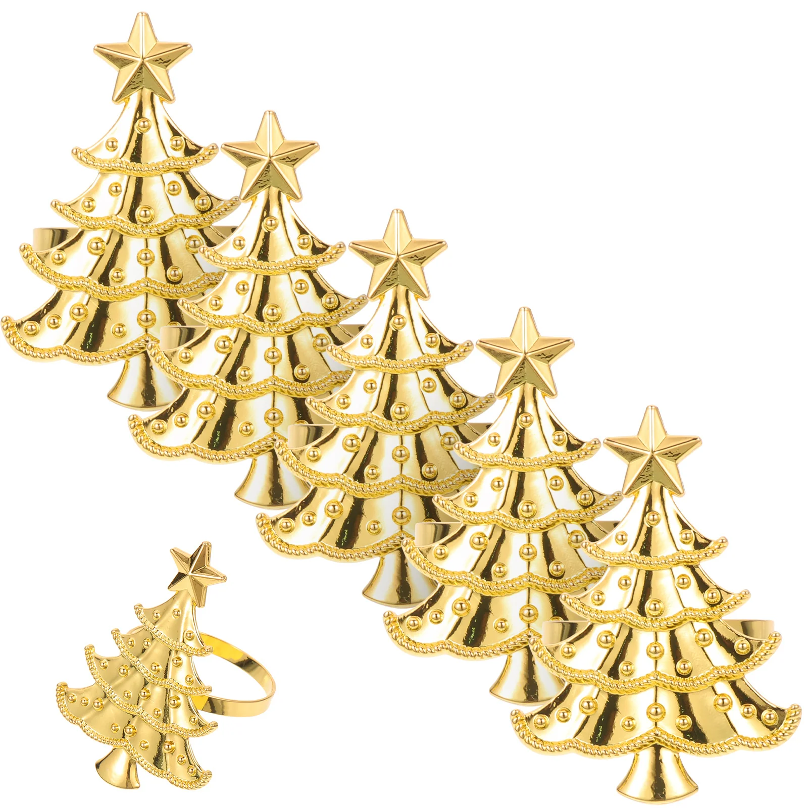 

6 Pcs Rhinestone Napkin Rings Decor Christmas Napkins Buckle Golden Tree Holder