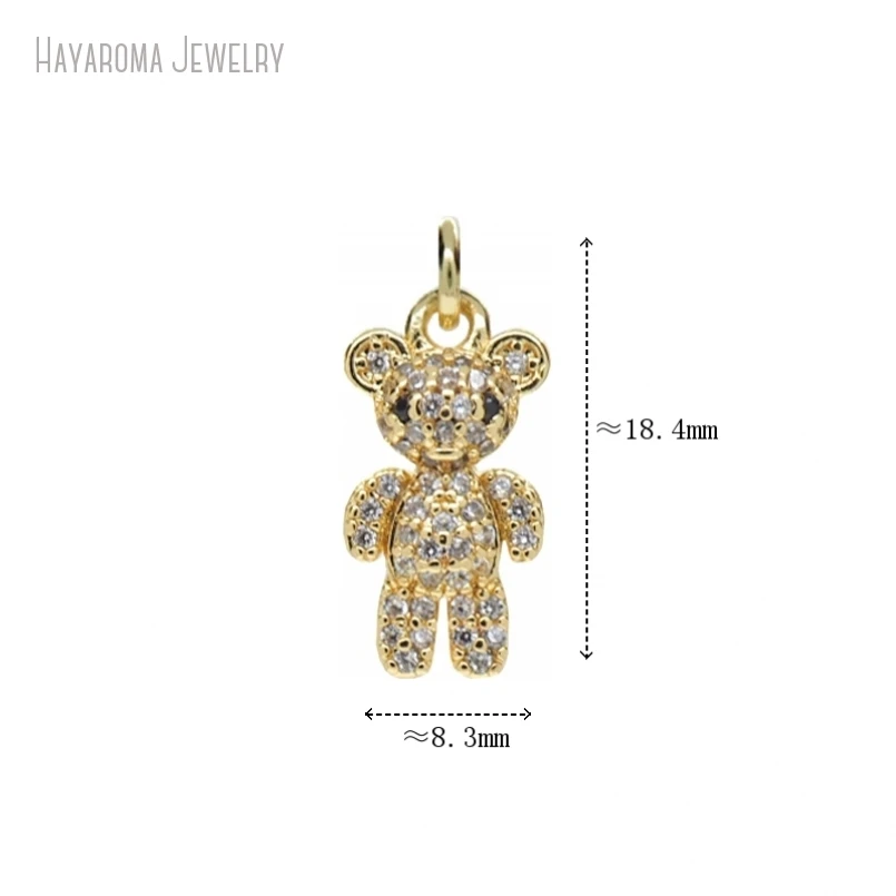 

5Pcs Pendant Metal Cubic Zirconia Bear Animal Jewelry Wholesale Gold Color Invisible Setting Copper Charms