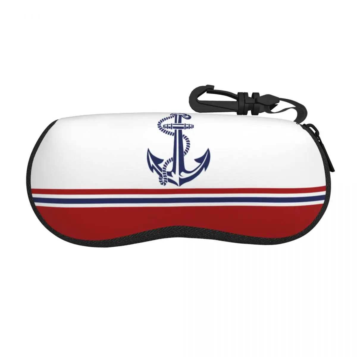 

Custom Navy Blue Stripes Nautical Anchor Glasses Case Portable Shell Eyeglasses Case Sunglasses Box