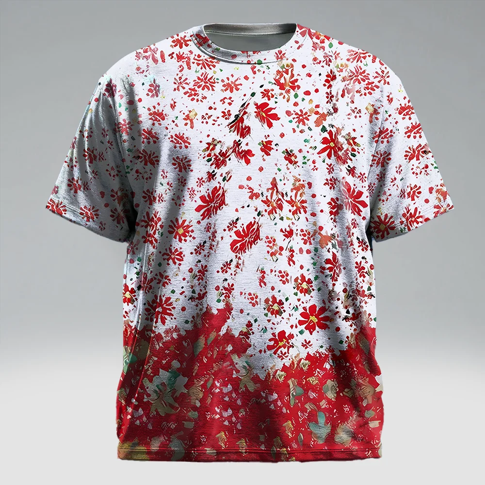 

S-9xl plus size Big & Tall Short Sleeve (Christmas Element) Stylish Red-Green Hues, Lightweight, Fits Guys for All-Day Comfort