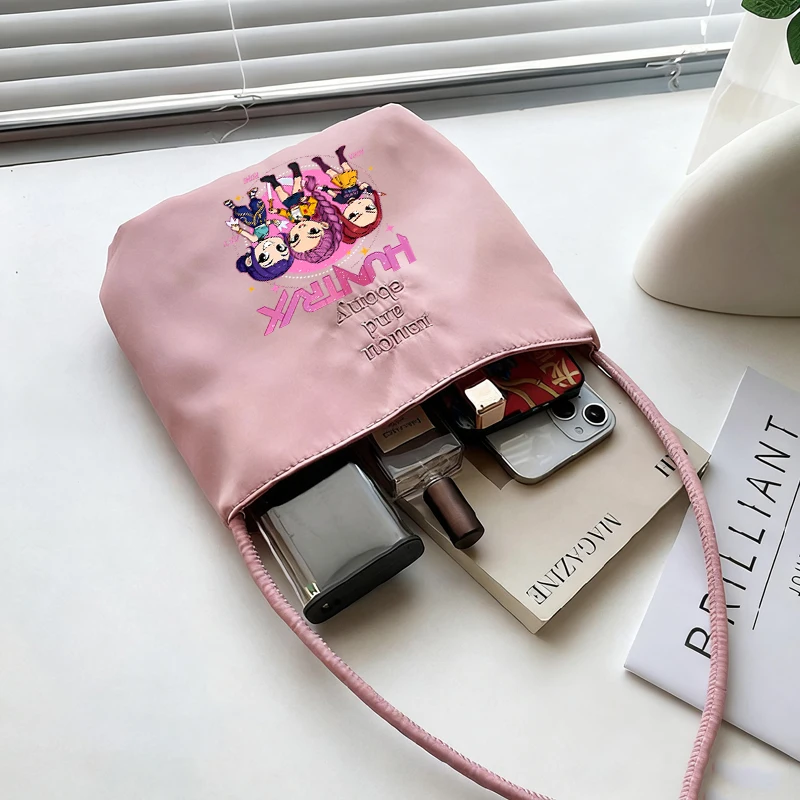 

KPop Demon Hunters Handbag Large Capacity Portable Storage Bag Cute Cartoon Anime Pattern Shoulder Bag Friend Birthday Gift