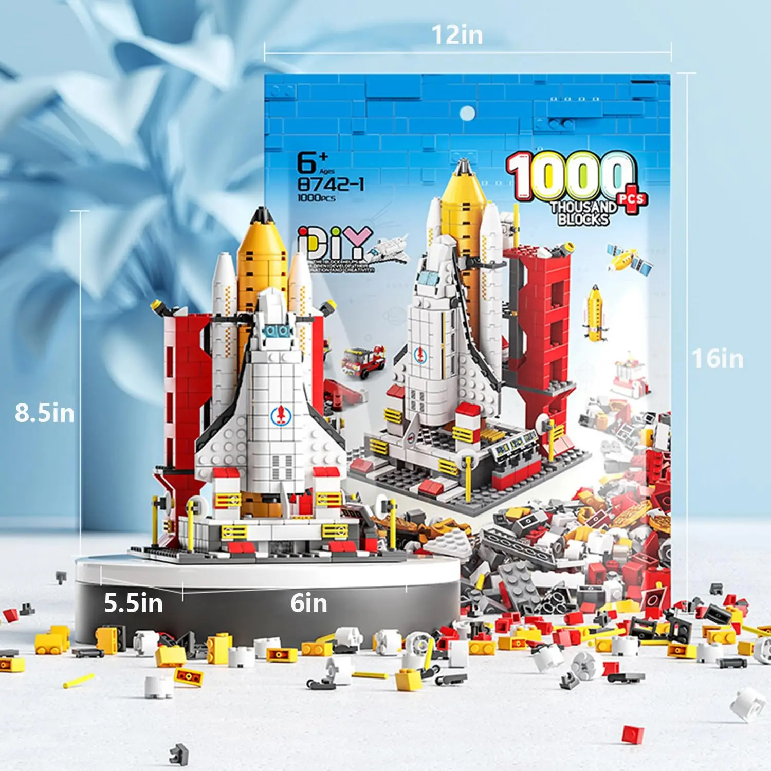 1000+ Pieces Space Exploration Shuttle Toy – Stem Building Blocks Set with Rocket Ship, Space Shuttle, Satellite, Educational Building Aerospace Kit for Kids, Birthday and Christmas Gift for Boys and Children
