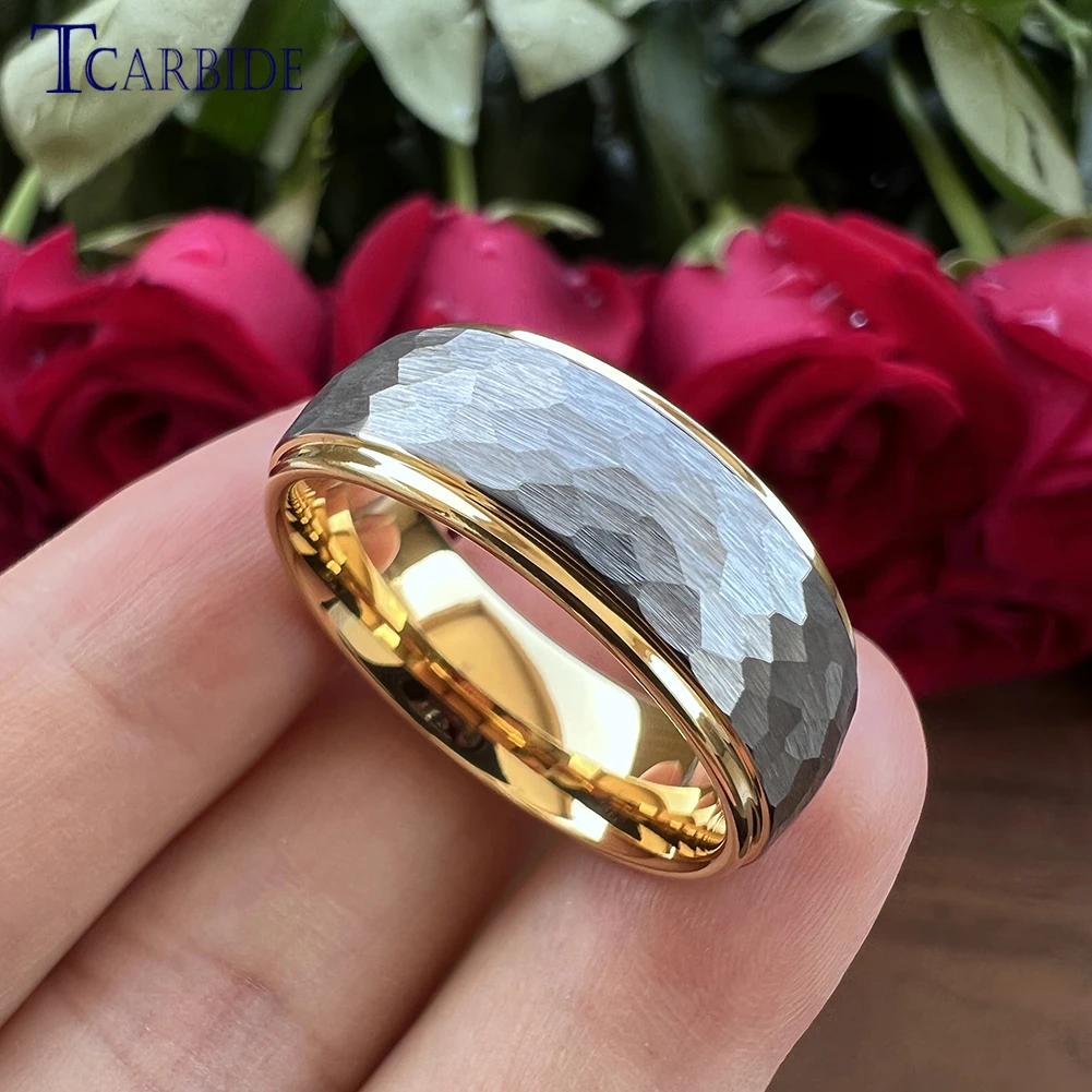 6 مللي متر 8 مللي متر مطروق كربيد التنغستن خواتم للنساء الرجال القبة صعدت عيد الأم موضة هدية مجوهرات #4