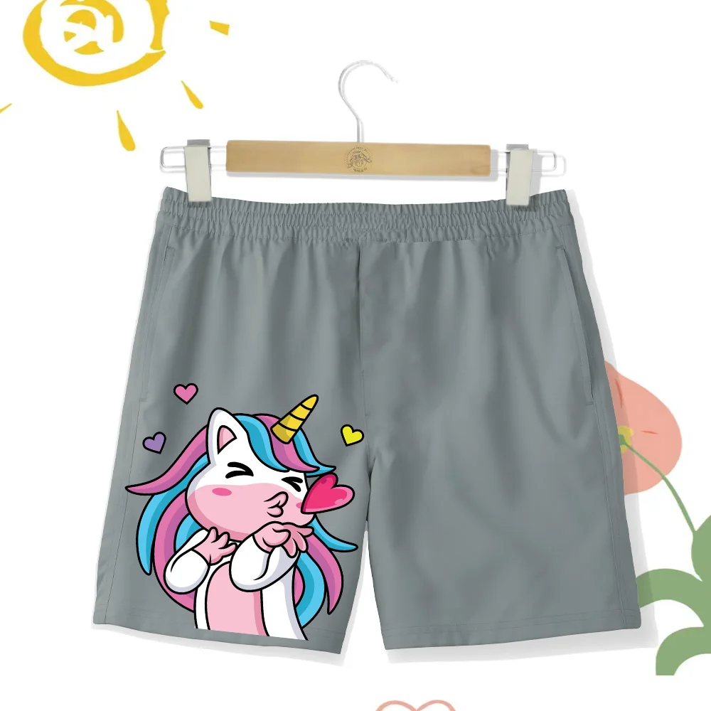 Children's beach shorts cartoon print boys summer sports girls  durable loose outdoor vacation swimming multi-color swim trunks