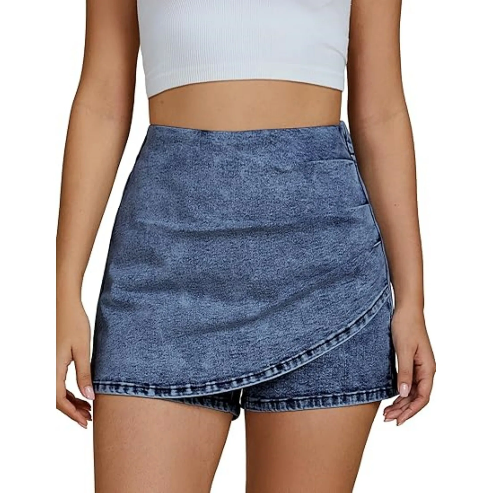 Patchwork High Waist Set with Commuter Chic Elegant Women Sets Daily Spring Medium Stretch Capri Pants Pleated Midi Culottes - view 4