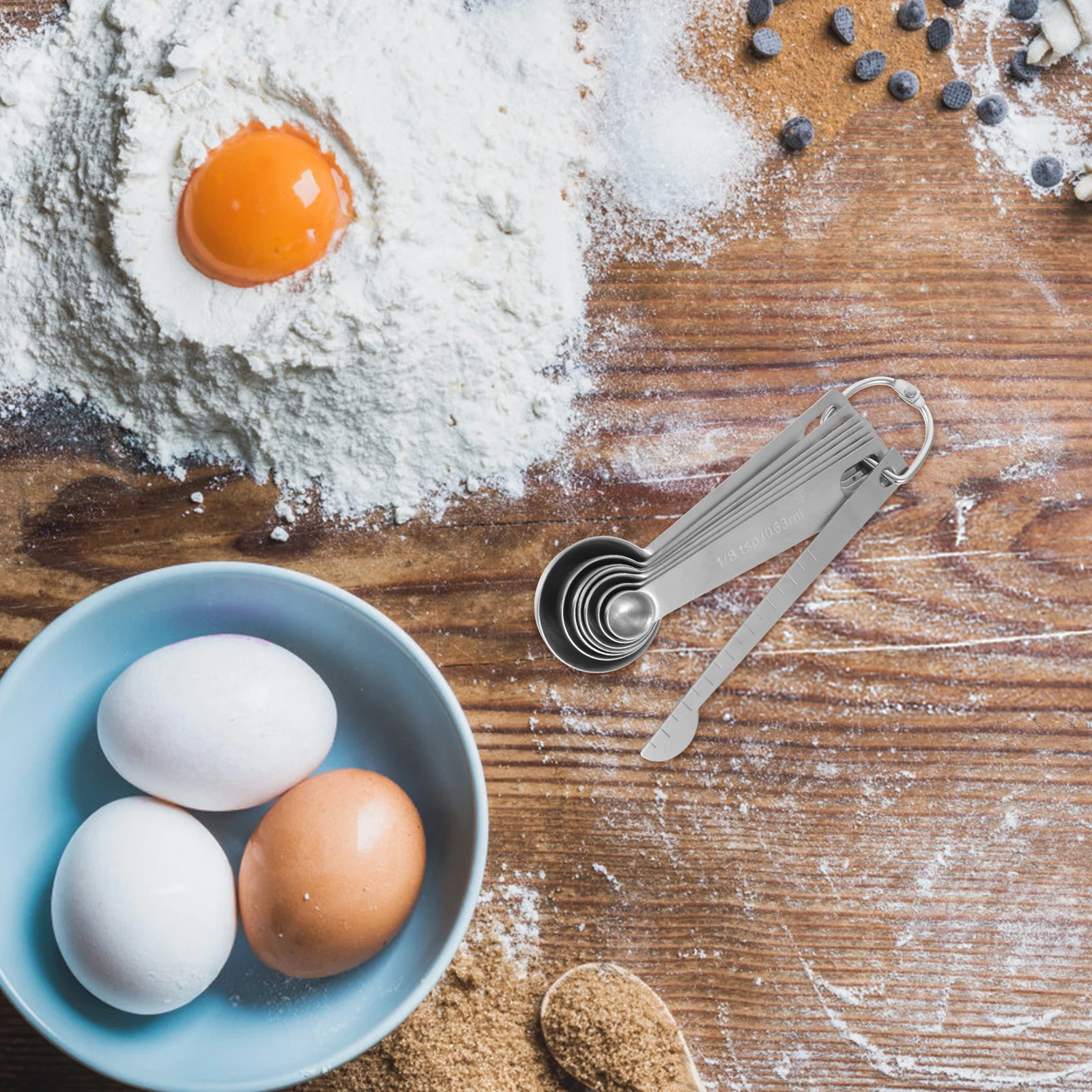 

8Pcs Stainless Steel Measuring Spoons Ergonomic Handle Kitchen Measuring Spoons Set Accurate Scale for Coffee Baking Tea Powder
