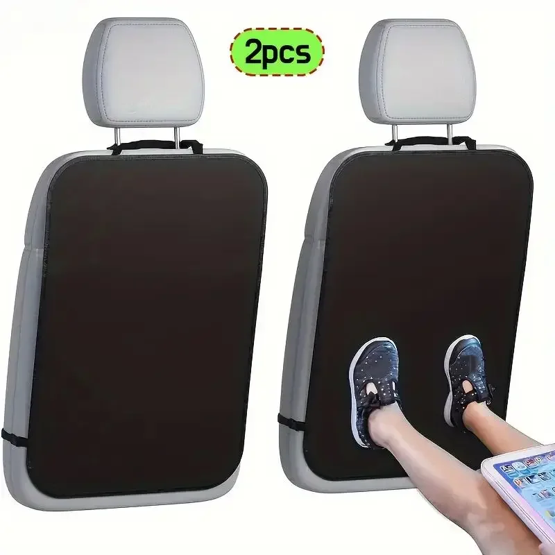 Capa de Assento Preta para Crianças com Organizador de 3 Bolsos, Protetor de Banco Traseiro Impermeável, Protetores de Assento de Carro