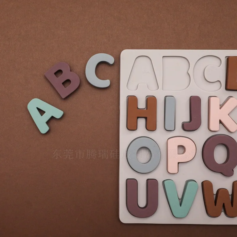 Puzzle de lettres en silicone, fuchsia, éducation précoce