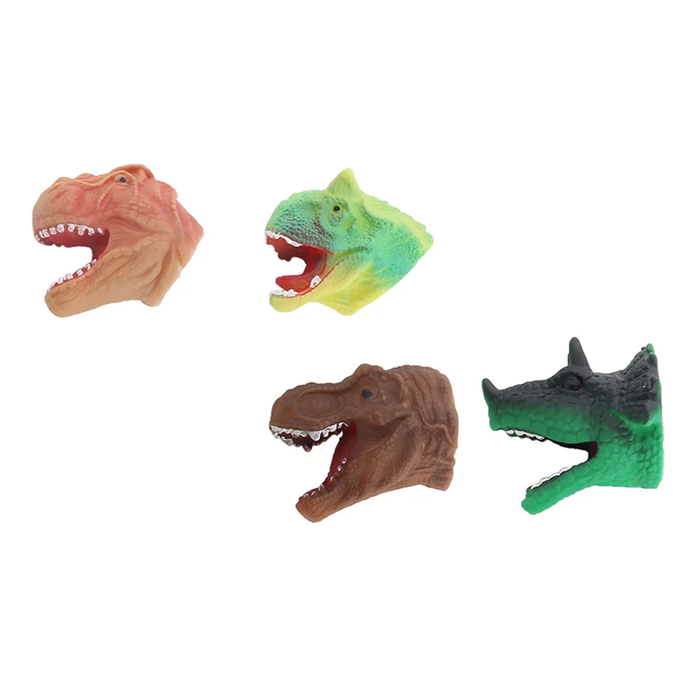 4 Pcs Dinosaur Hand Puppet Toy Heads Kid Finger Toys Puzzle Compact Plastic Animals Dolls Educational