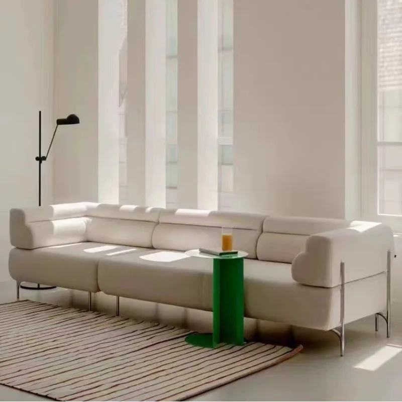 

Modern cream style fabric sofa Italian simple villa large flat floor living room corner straight row combination fabric sofa