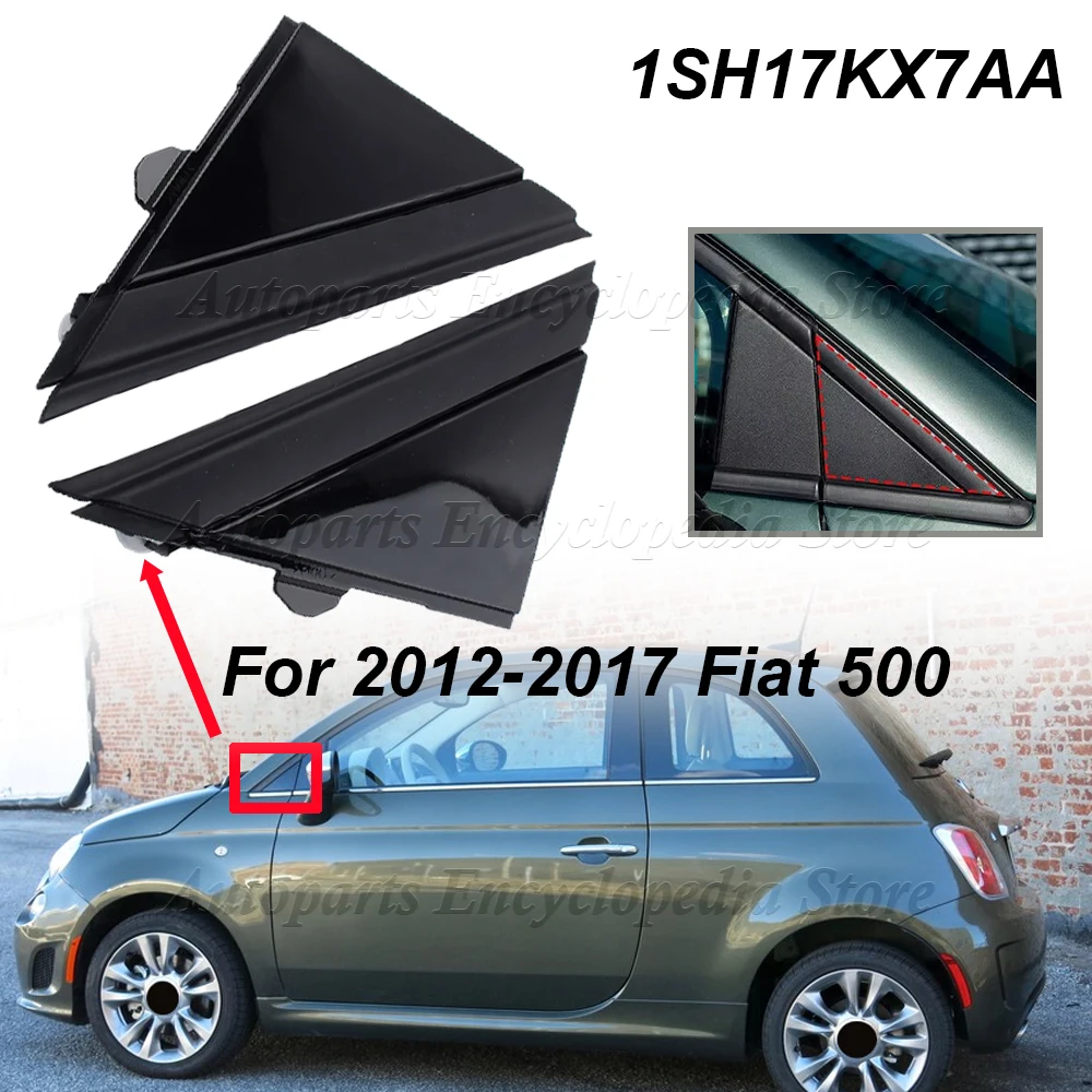 Glossy Black 1SH17KX7AA For 2012-2017 Fiat 500 Matte Texture 1SH16KX7AA Left and Right Door Rearview Mirror Flag Cover Molding