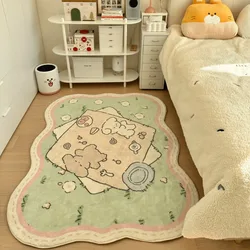 Cartoon Rabbit Carpet Bedroom Rugs Bed Blanket Girls Resistant Thickened Absorbent Anti-slip Water Absorb Flowers Floor Mat