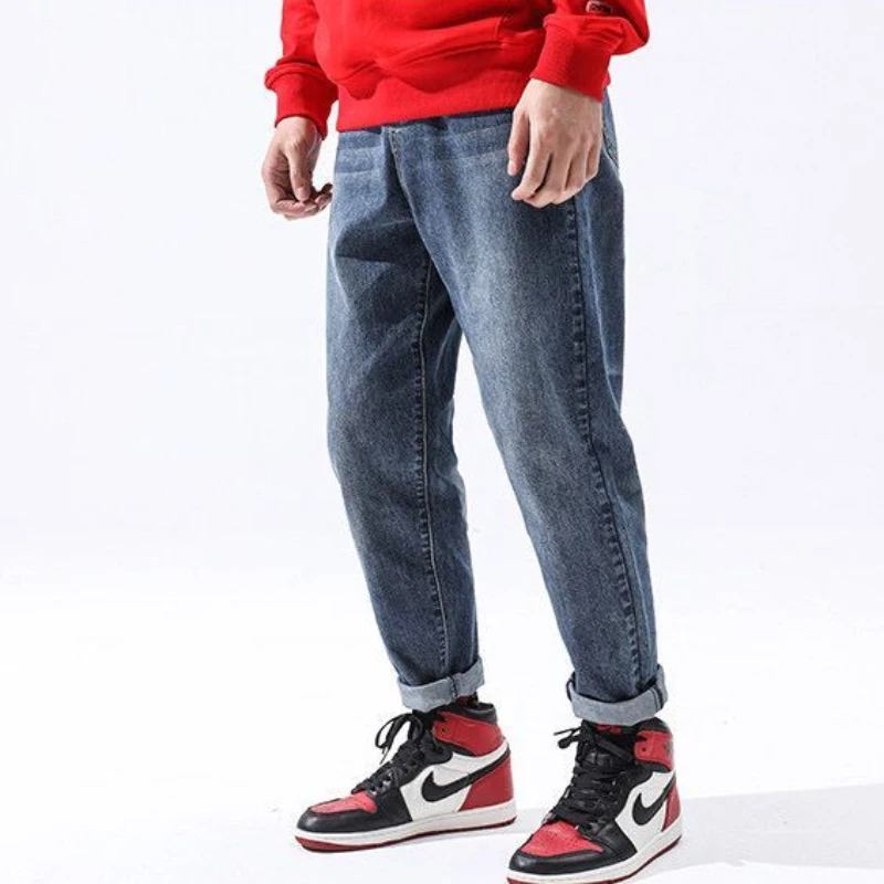 

Jeans Men All-match Casual Japanese Style Autumn Harajuku High Street Fashion Popular Harem Denim Trousers College Hip Hop Daily