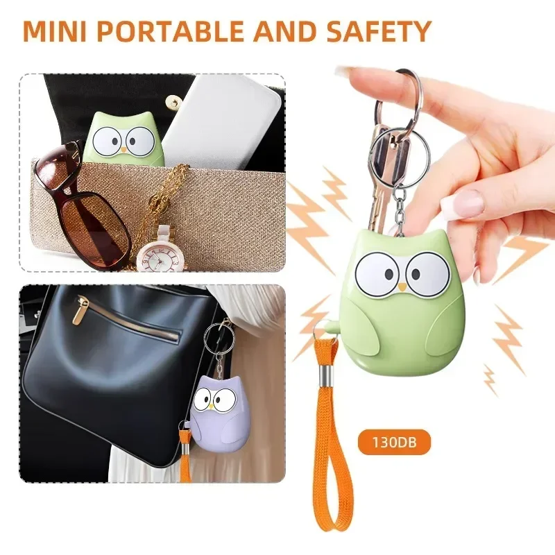 Owl Self Defense Alarm Flashlight Outdoor 130 Db Personal Anti Wolf Alarm with LED Light for Women Security Protect Keychains