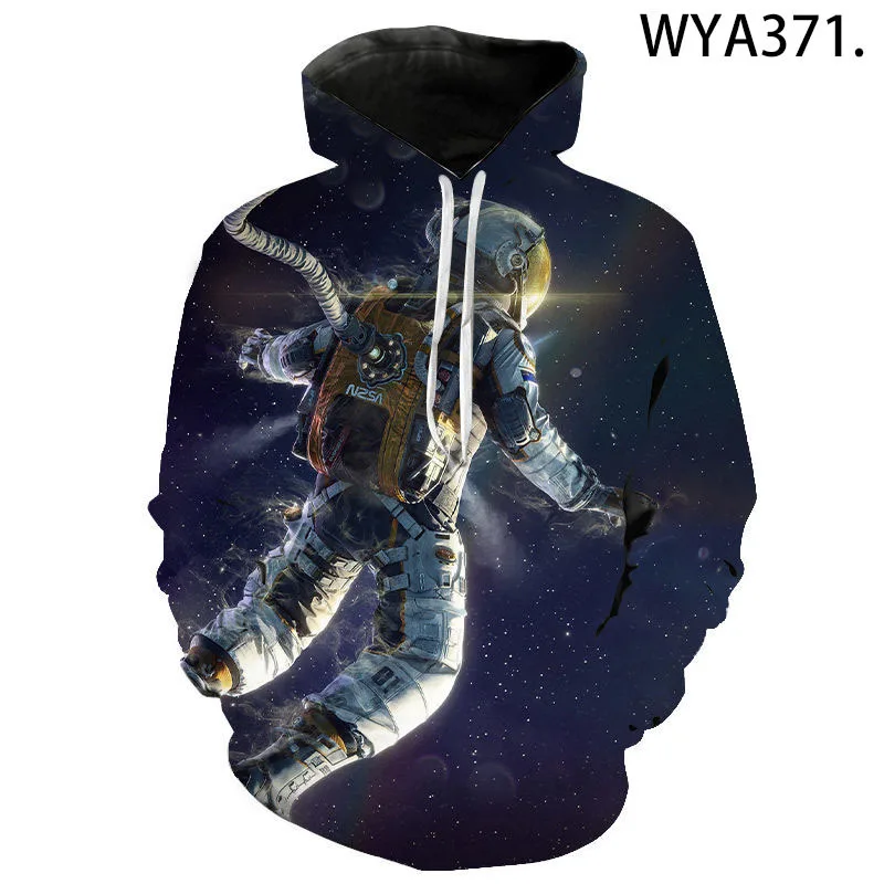 2024 Mens Cosmic Galaxy 3D Hoodie Astronaut Ice Cream Planet Moon Print Girls and Boys Sweatshirt Pullover Harajuku Street Casua