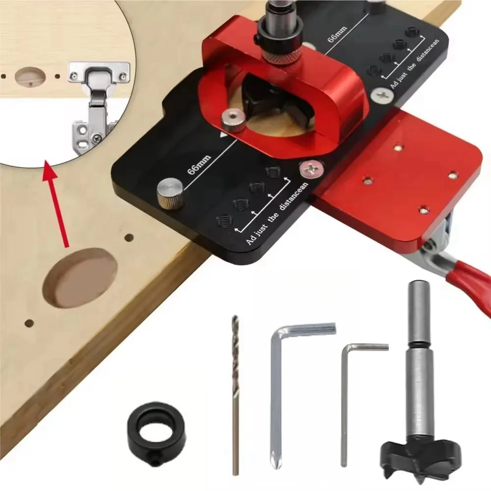 Woodworking Hole Drilling Guide Locator 35mm Hinge Boring Jig with Fixture Aluminum Plastic Hole Opener Template Door Cabinets