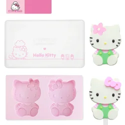 Anime Kawaii Hello Kitty Home-made Mold Cartoon Sanrio Kt Cat Model Silicone Popsicle Popsicle Ice Cream Mold Set with Lid Toys