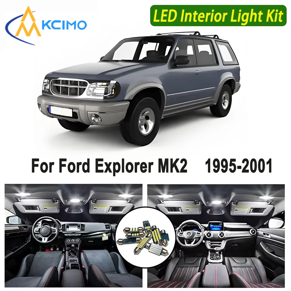 

Kcimo LED For Ford Explorer MK2 1995 1996 1997 1998 1999 2000 2001 Premium Bright LED Interior Dome Map Trunk Light Kit Car Led