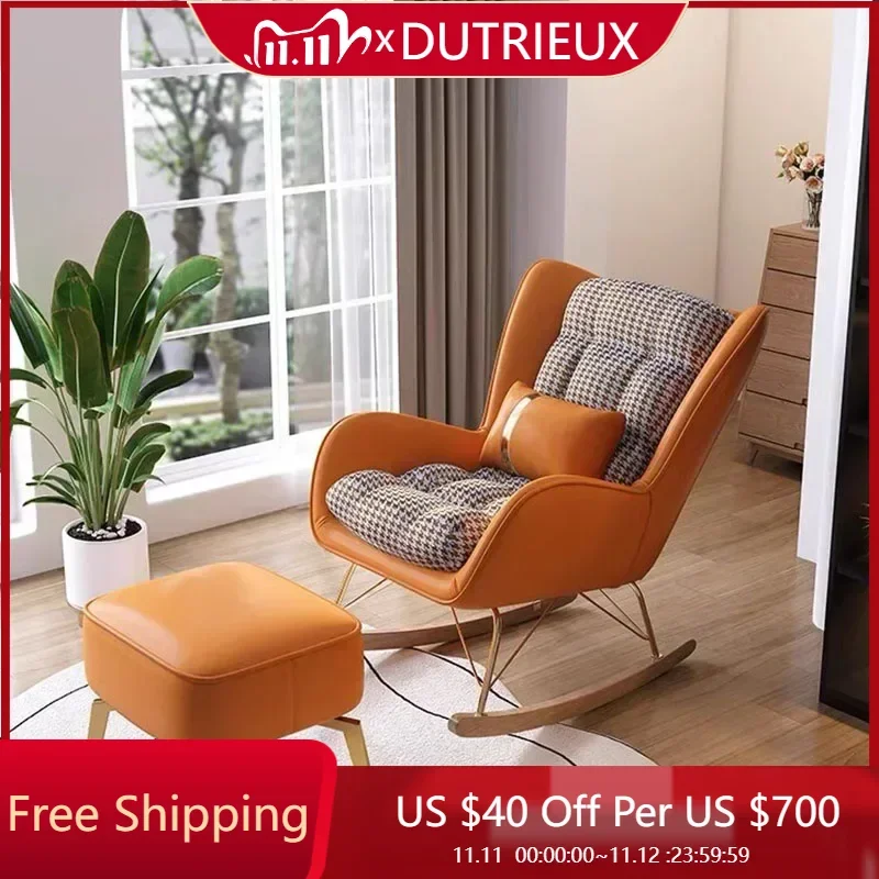 

Minimalist Rocking Chairs Adults Modern Leather Lounge Chairs Single Nordic Poltrona Para Sala De Estrar Living Room Furniture