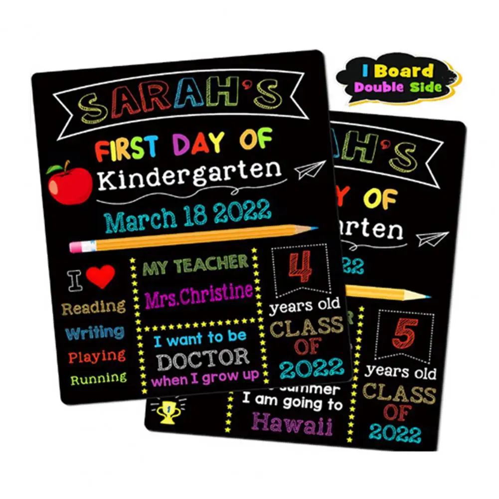 Double Sided Message Board Reusable Kindergarten Preschool Wooden Sign Message Board Divination Back To School Classroom Decor