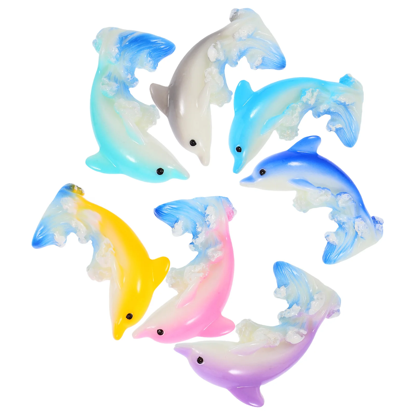 

7 Colorful Dolphin Figurines Mini Resin Animal Statues Tiny Decorative Models Cute Cartoon Dolphins Suitable for DIY Craft Fish