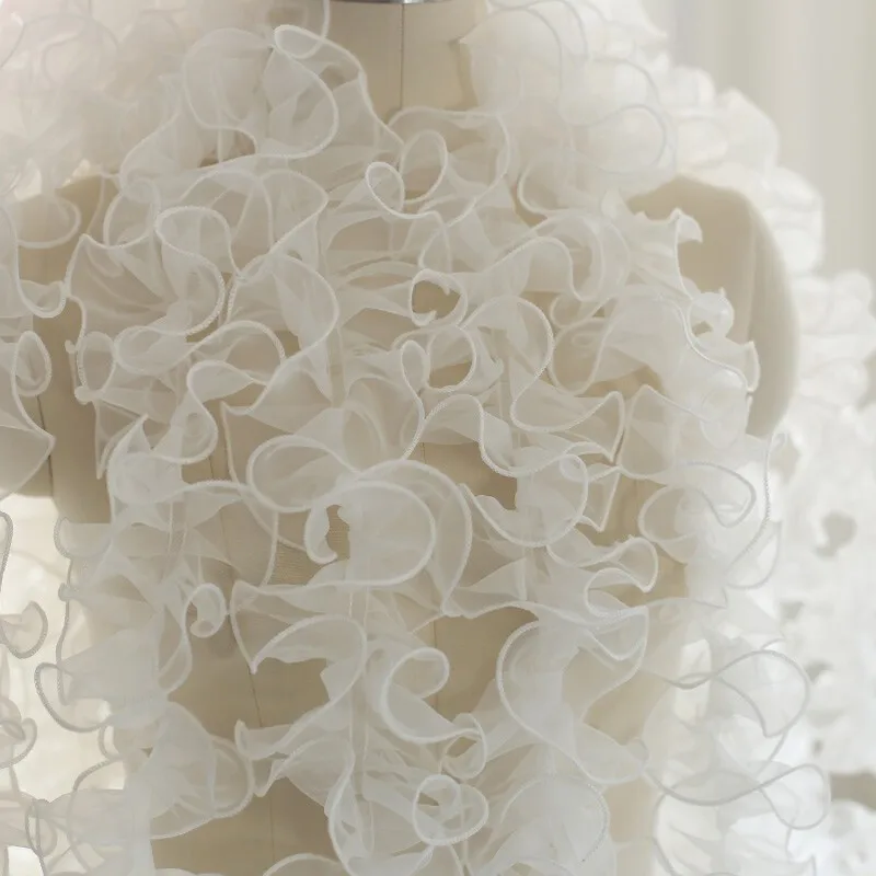 

1M Pleated Lace Trim Bubble Skirt Ruffle Handmade Diy Decorative Gauze Lace Ribbon Fabric Accessories Tutu Lace Wedding Decor