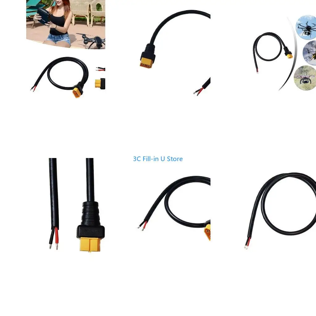 G8TA Upgraded XT60 Solar Battery Connector Cable Male Plug Connection Wire Line 18AWG