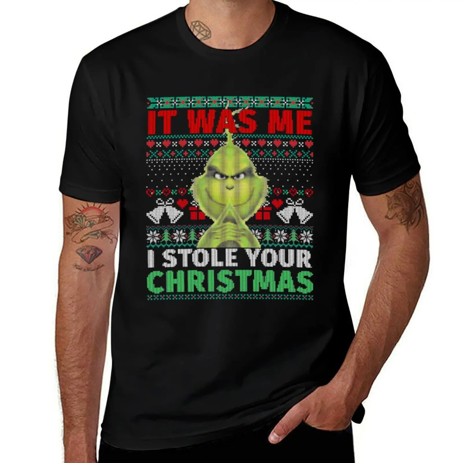 

Funny Classic Smirk Green Ugly Christmas Pixel Art T-Shirt luxury clothing labubu sports fans summer top workout shirts for men