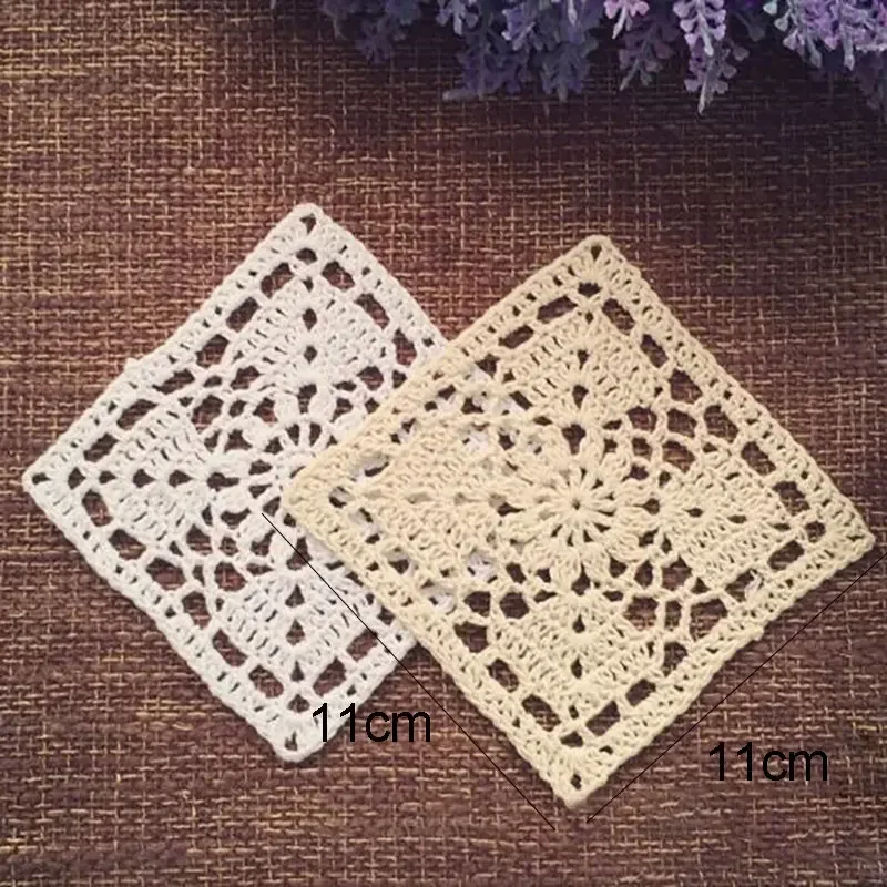 Square Handmade Lace Table Place Mat Cup Coaster Lace Crochet Tea Coffee Doily Dish Pad Dining Kitchen Wedding Decoration