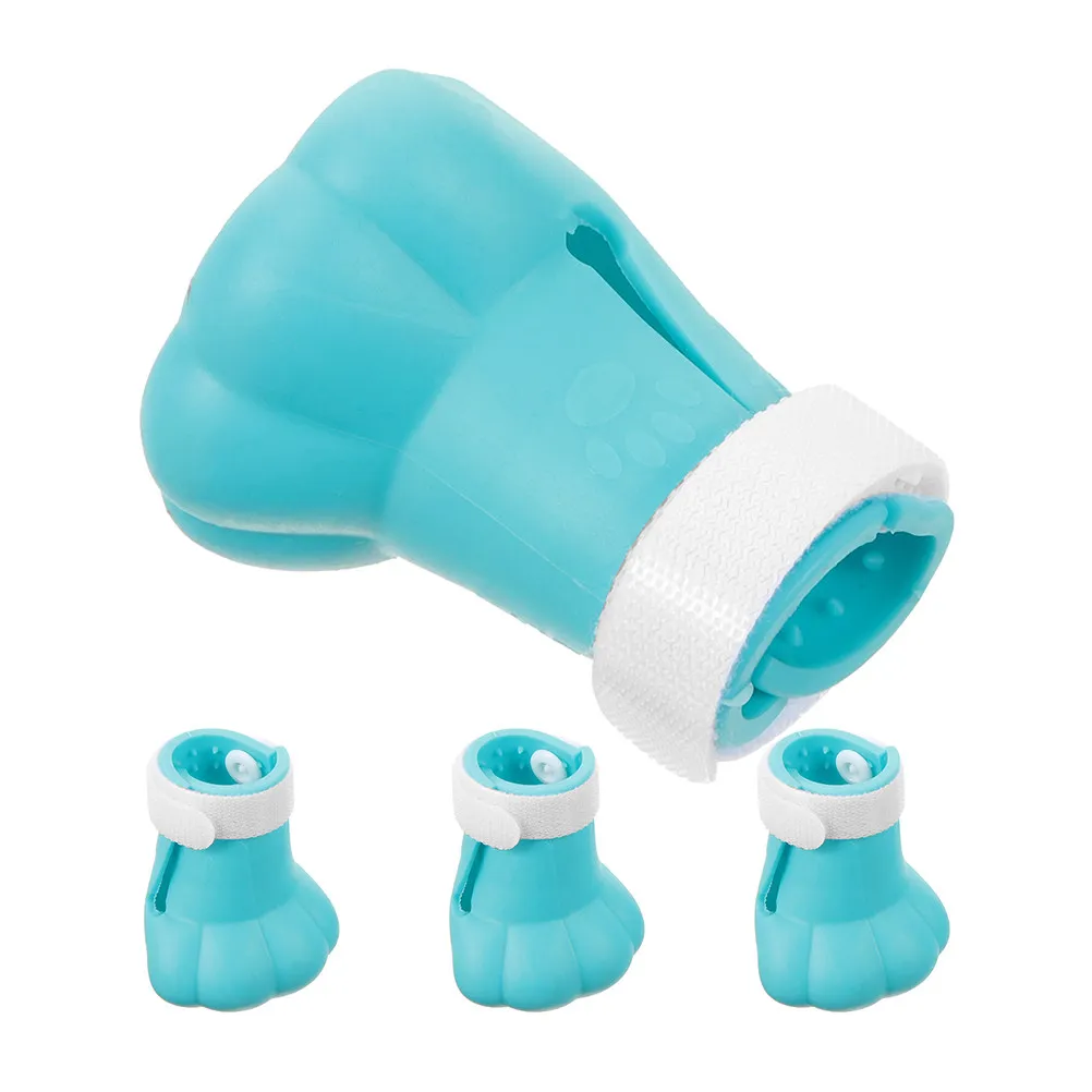 4Pcs Cat Shower Boots Silicone Paw Covers with Drainage Holes Anti Scratch Protection for Cats during Bathing Injection Grooming