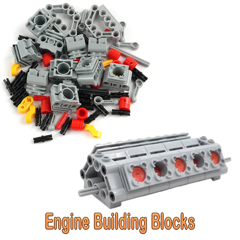 MOC V10 Engine Model Building Blocks DIY Kit with Moving Pistons Compatible with Bricks STEM Educational Toy for Adults