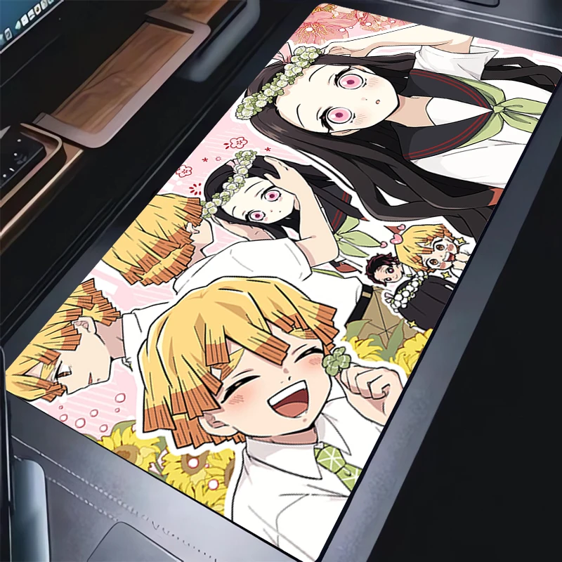 Kawaii Anime Girl Mouse Pad PC Gamer Cabinet Extended Desk Mat Laptop Demon Slayer Nezuko Zenitsu Keyboard Rug XXL Soft Mousepad