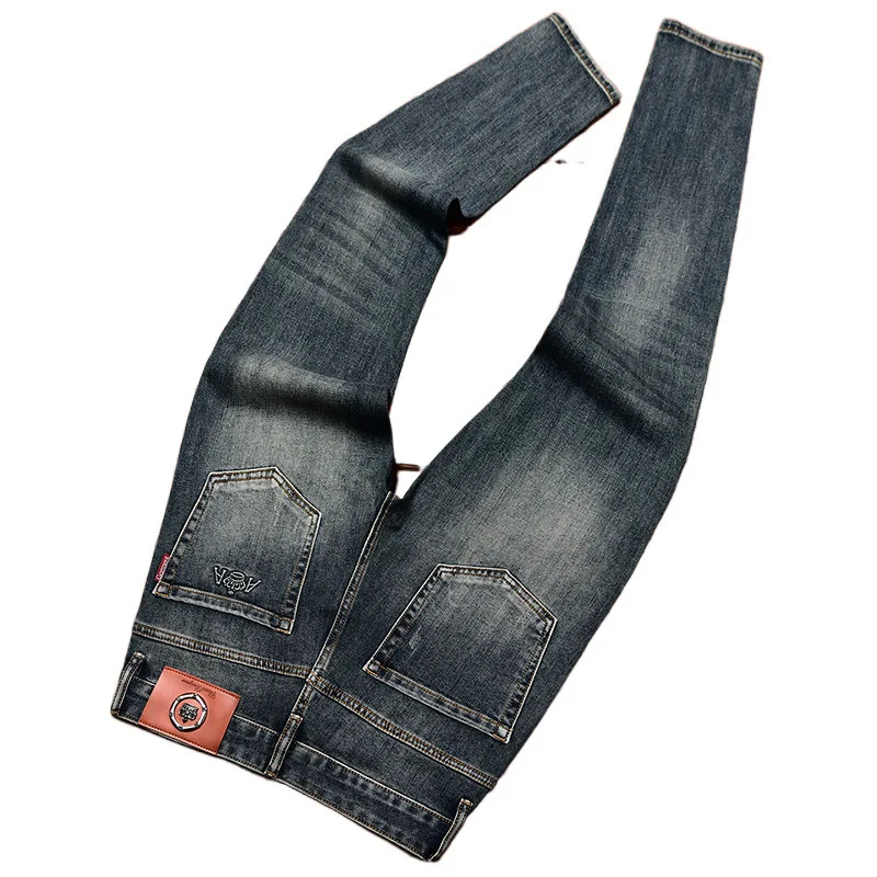 High-End Betaalbare Luxe Jeans Slim-Fit Skinny Stretch Casual Veelzijdige Herfst-En Winterse Vintage Broek Voor Heren