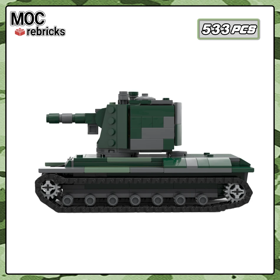 WW II บล็อกตัวต่อโมเดล KV-2รถถังหนัก, MOC-137385ทหารชุดของเล่นอิฐสร้างสรรค์