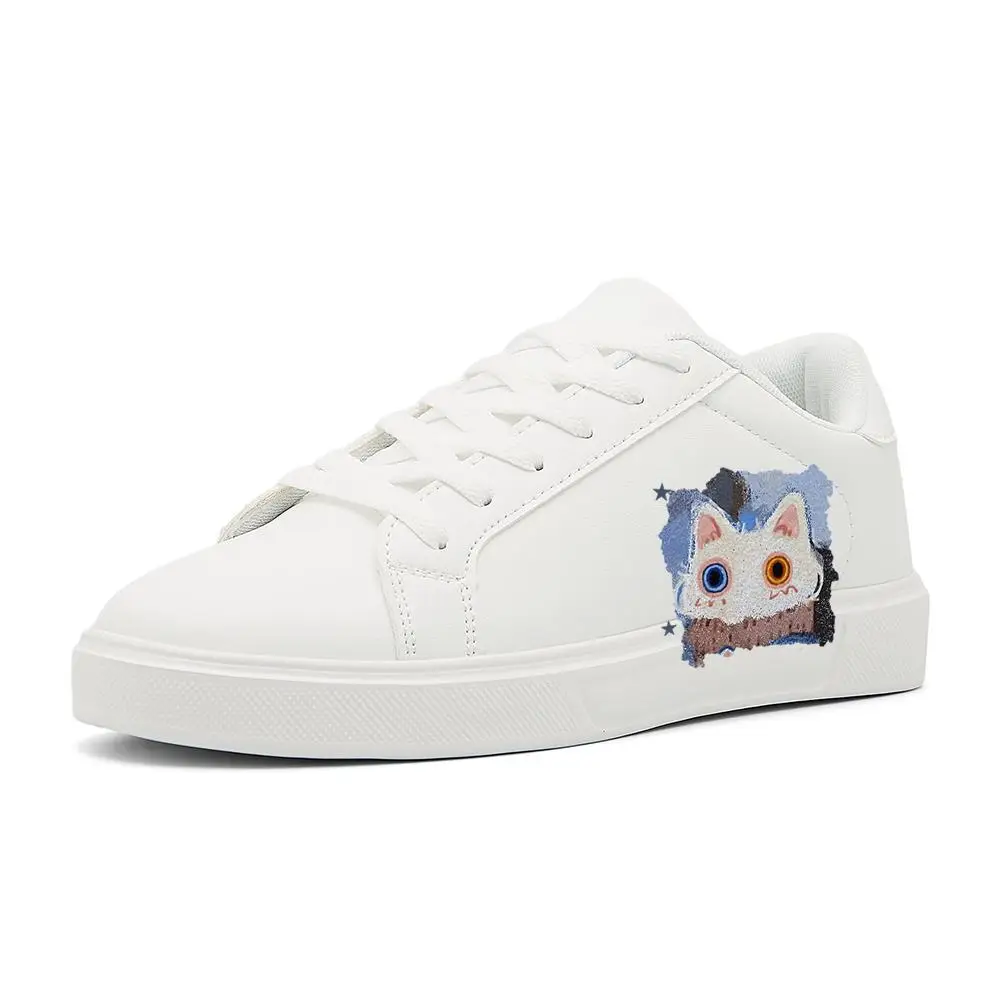 

Unisex Low-Top White Leather Sneakers: Stylish – Wear-Resistant, Cushioned Insole Daily Use Spray paint graffiti white shoes