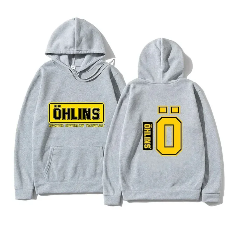 Autumn Winter Men Suspension Car Motorcycle Sport Racing Ohlins Shock Hoodies Long Sleeves Thermal Sweatshirt Ladies Unisex