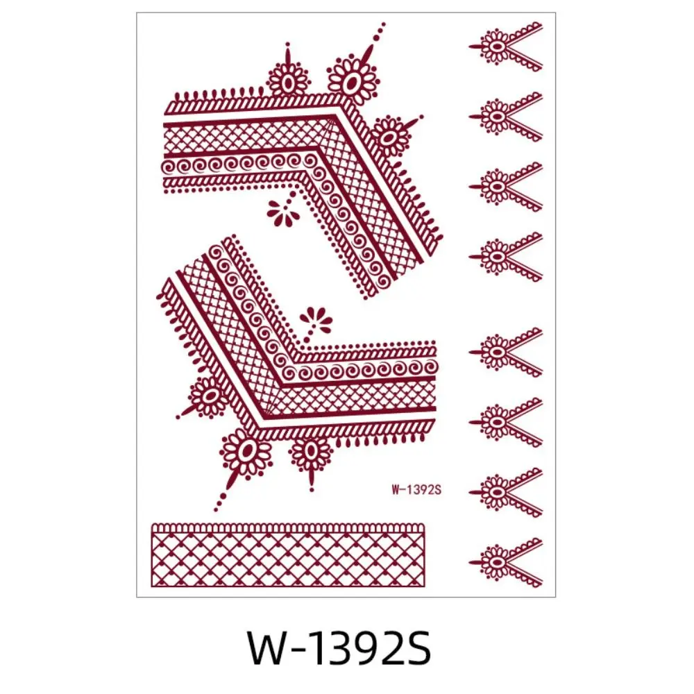 9 قطعة الدانتيل البني الأحمر وهمية الوشم الدانتيل جوفاء الهندي نمط اليد لصاقات وشم الوجه أقدام اليد الجمال أداة زهرة الوشم وهمية