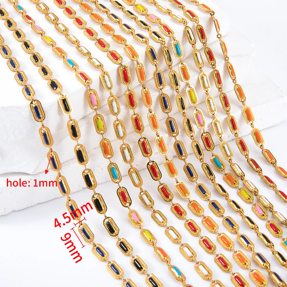 1 m colorful Enamel Cuban chain men and women thicken necklace accessories stainless steel bulk chain for diy jewelry making