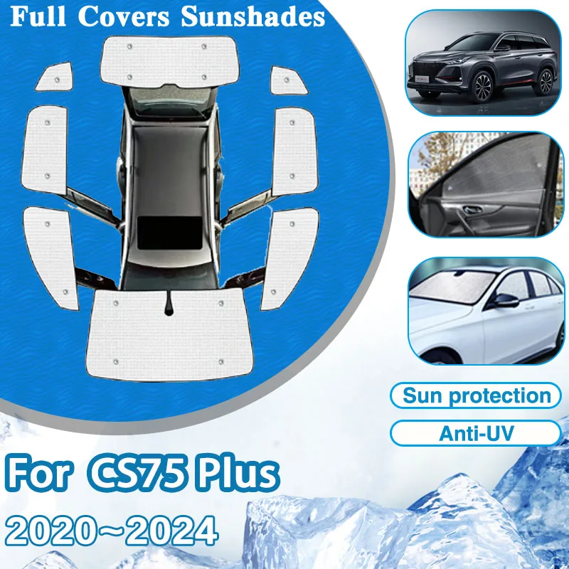 

For Changan CS75 Plus 2020~2024 Anti-UV Car Privacy Full Sun Visors Rear Window Visor Mat Windshield Sun Shade Auto Accessories