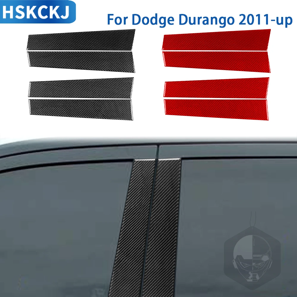 For Dodge Durango 2011-up Accessories Carbon Fiber Car Exterior Door Post B Pillar Panel Trim Sticker Decoration