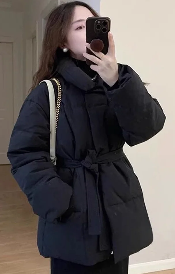 

Парки для женщин и девочек, осенние полиамидные аппликации в горошек, асимметричные, с высоким и низким диагональным шнурком, со вставкой на талии и поясом с круглым вырезом OL