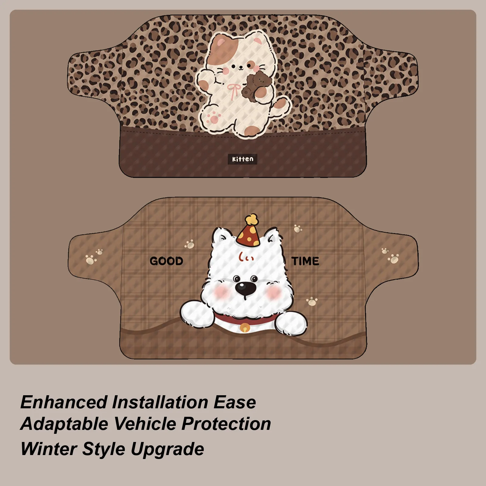 

Windshield Cover For Snow 77x36inch All-Weather Waterproof Cute Cartoon Sunshade Snow And Ice Windshield Cover For SUV Car