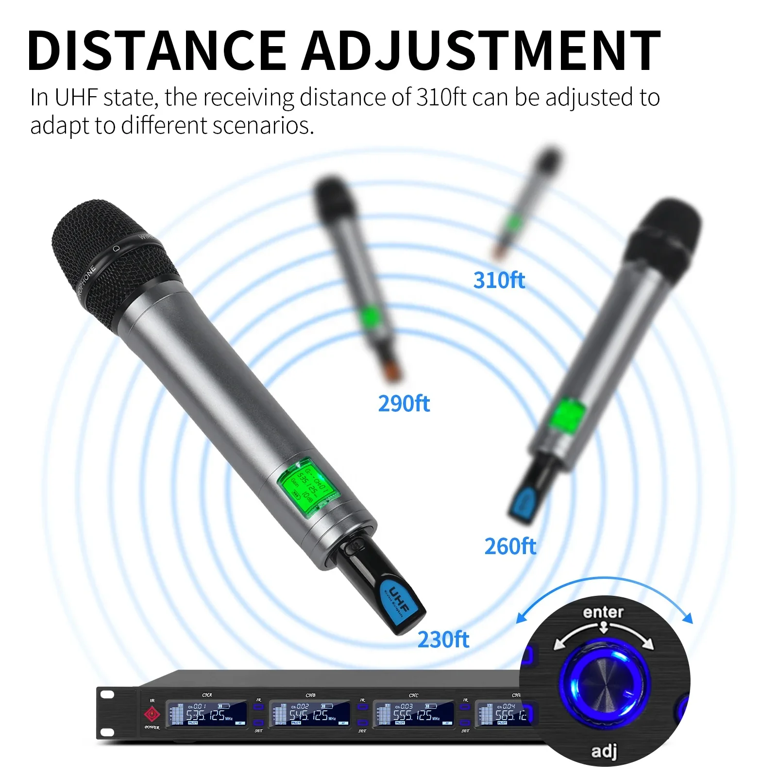 ระบบไมโครโฟนไร้สาย Xtuga M-6604S แบบ Dual Mode UHF True Diversity พร้อมไมโครโฟนแบบมือถือ 4 ตัว เสาอากาศแบบ Diversity