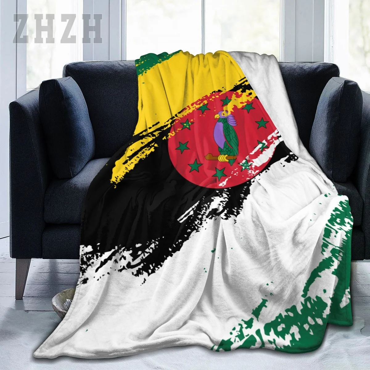 Blanket Dominica Flag Color Flannel Multifunction Camping Sofa Cover Keep Warm