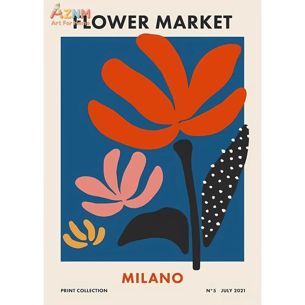 

1pc Colorful Retro Flower Market Amsterdam Abstract Poster Boho Flower Shop Sign Prints Canvas Painting Wall Picture Home Room