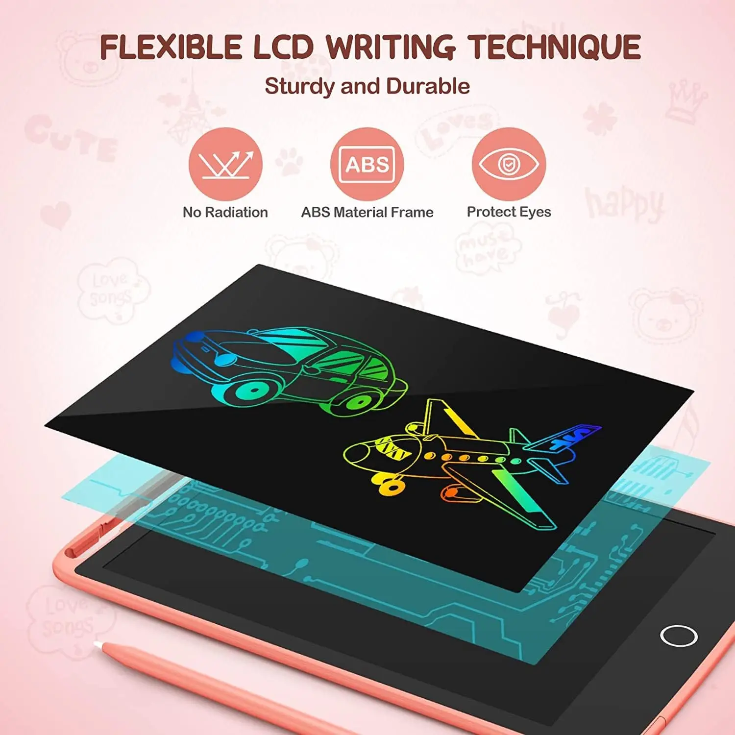 عبوتان من أقراص الكتابة LCD مع مغناطيس الثلاجة، لوحة رسومات المطبخ للأطفال، مذكرة تخزين عيد الميلاد وأعياد الميلاد