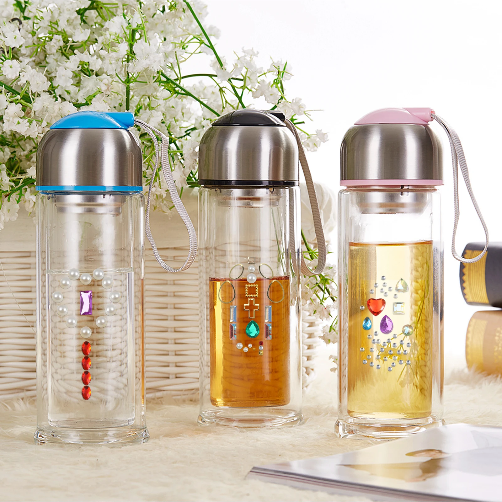 

6 Box 12 Grids Manicure Rhinestones Nail Art Rhinestone Patch Mixed Style Pearl Glass Strip Box Decoration for DIY Nail Tips